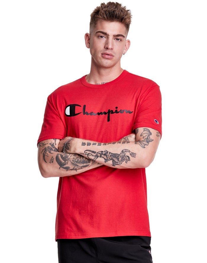 Champion Lightweight Script Logo Erkek Tişört Kırmızı ( UMSQTF290 )